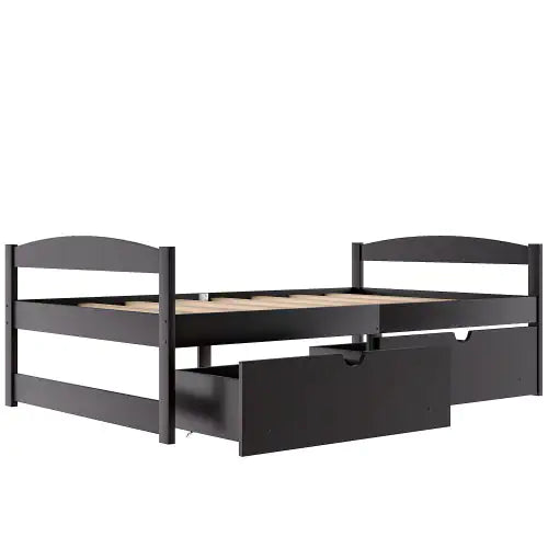 Twin Size Platform Bed with Two Drawers