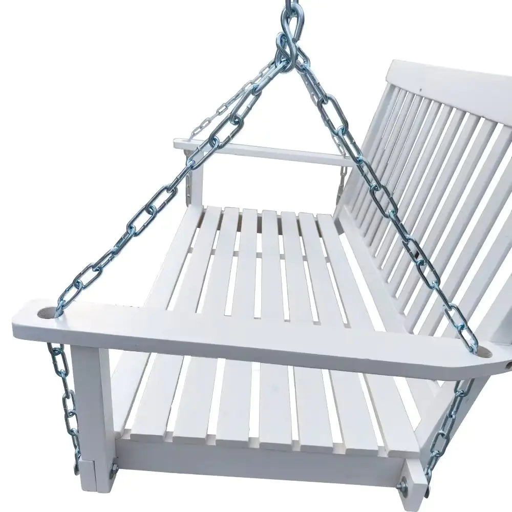 White Wooden Porch Swing