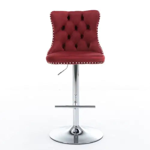 Swivel Velvet Barstools Adjusatble Seat - Set Of 2
