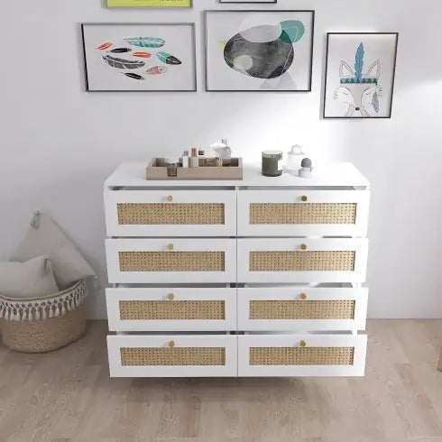 Cómoda blanca de 8 cajones