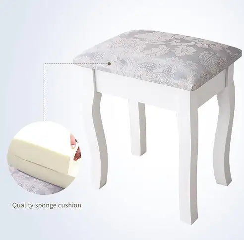 Vanity Table Set with 4 Drawers, Makeup Dressing Table with Cushioned Stool