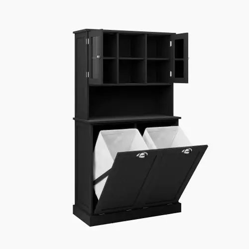Black Tilt-Out Laundry Basket Cabinet