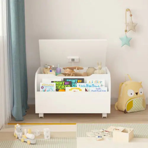 Wooden Toy Box with Wheels