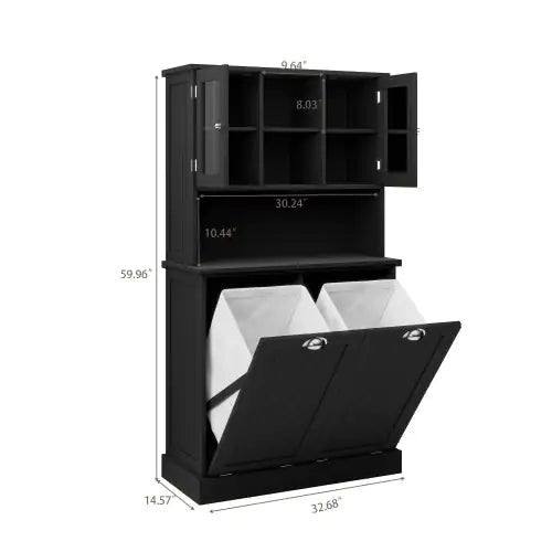Black Tilt-Out Laundry Basket Cabinet