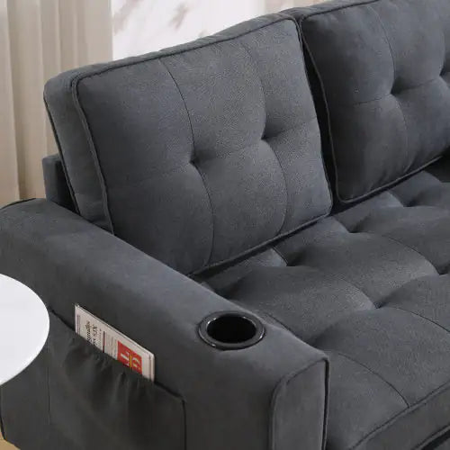 3-in-1 Upholstered Futon Sofa Convertible Sofa Bed