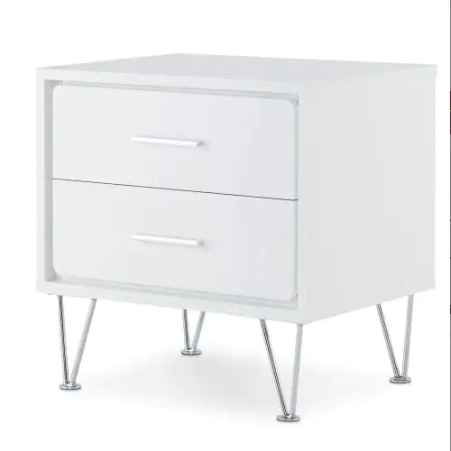 Walnut 2-Drawer Accent Table with Hairpin Legs