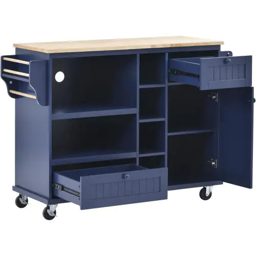 Kitchen Island Cart With Storage Cabinet And Two Locking Wheels