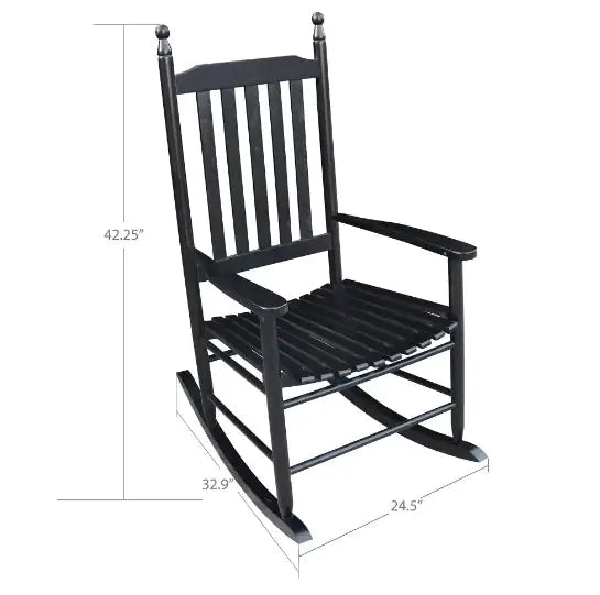 Black Wooden Porch Rocking Chair
