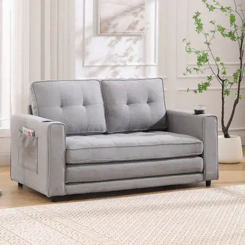 3-in-1 Upholstered Futon Sofa Convertible Sofa Bed