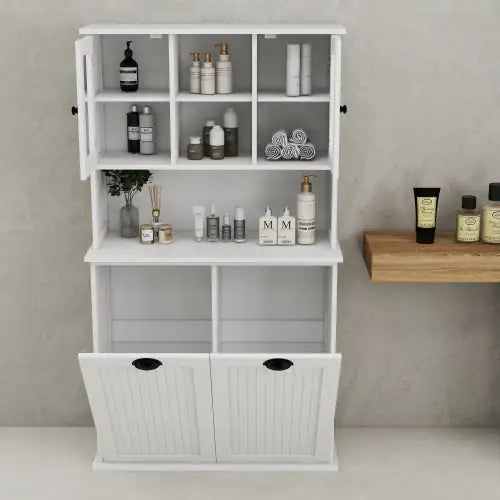 Two-Compartment Tilt-Out Laundry Basket Cabinet