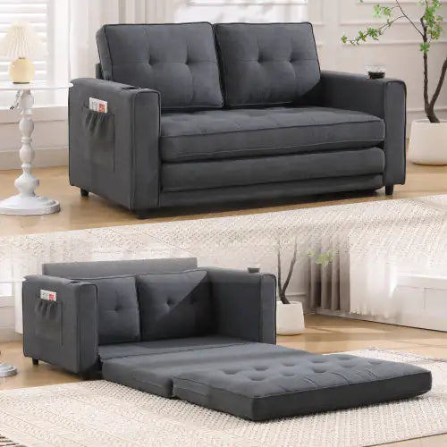3-in-1 Upholstered Futon Sofa Convertible Sofa Bed