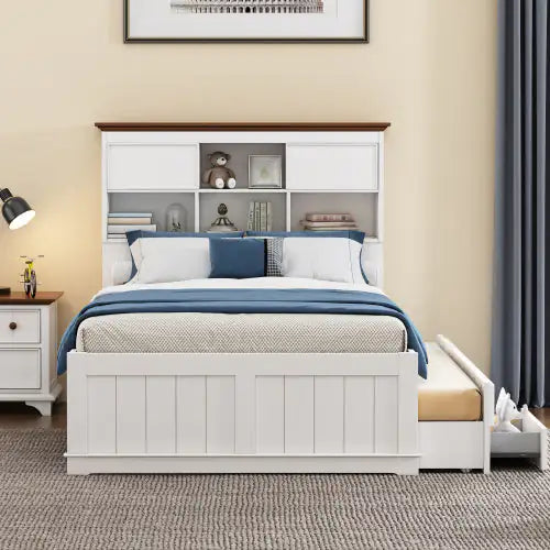 Solid Pine Captain Bookcase Bed