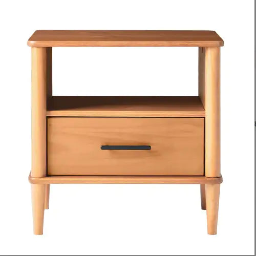 Mesita de noche de transición con husillo de madera maciza