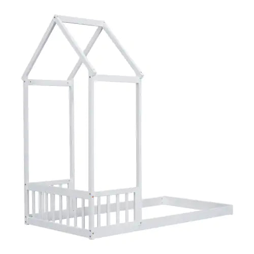 Twin House-Shaped Roof Headboard Floor Bed
