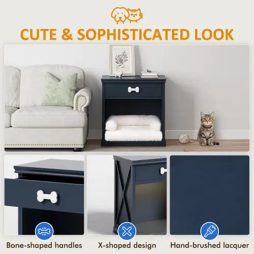 Vintage Small Locker with LED Lights & Hidden Pet Bed