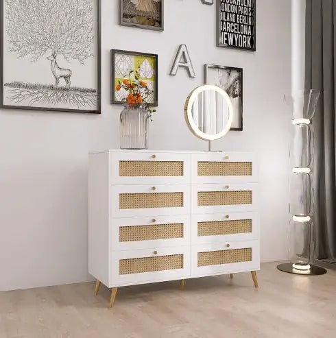 Cómoda blanca de 8 cajones