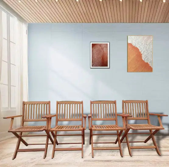 Honey-Toned Wood Folding Chair Set