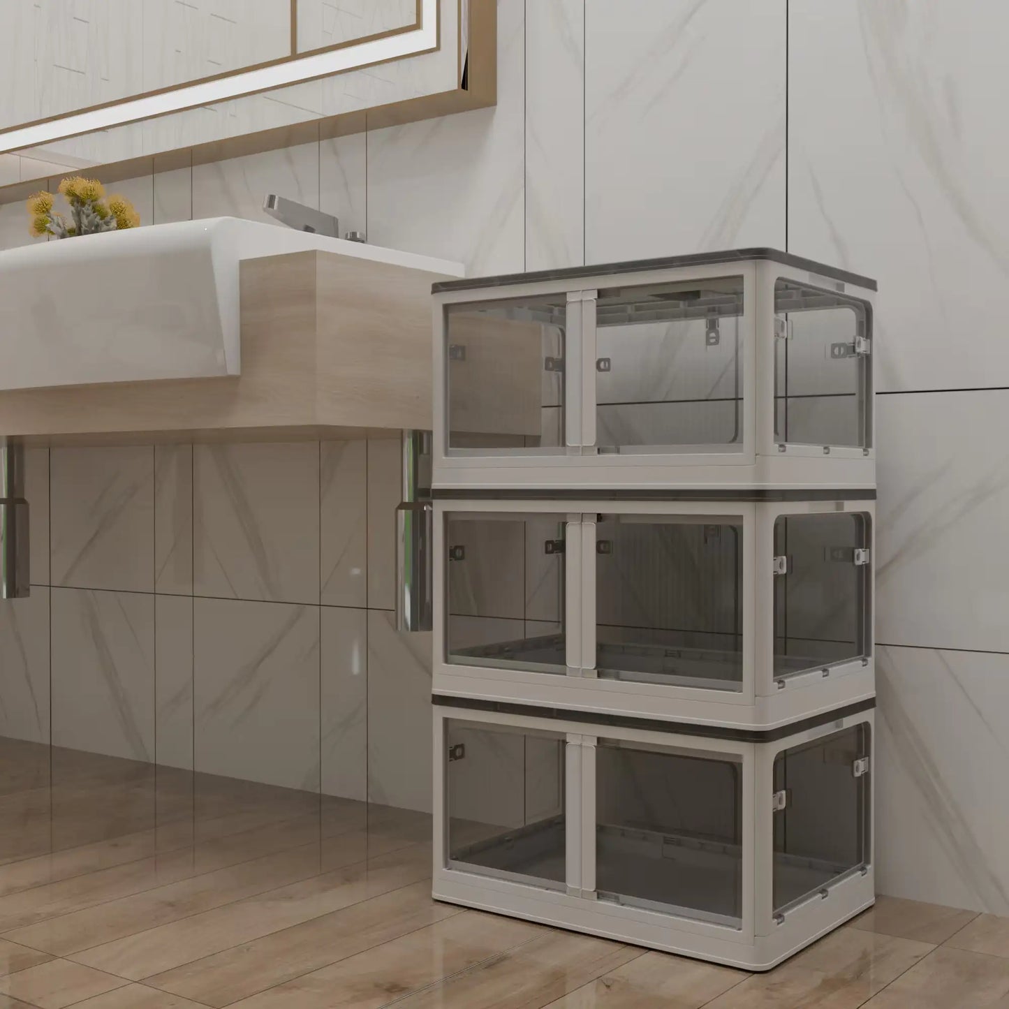 Contenedor de almacenamiento plegable con tapa