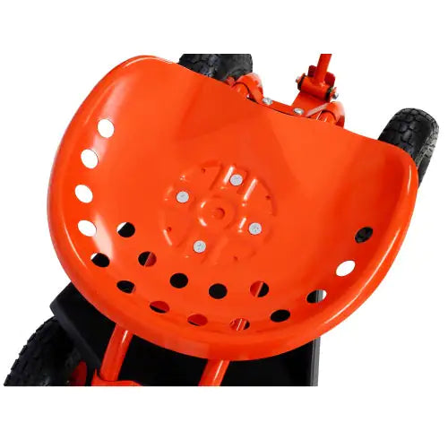 Scooter da giardino girevole con vassoio portautensili e ruote