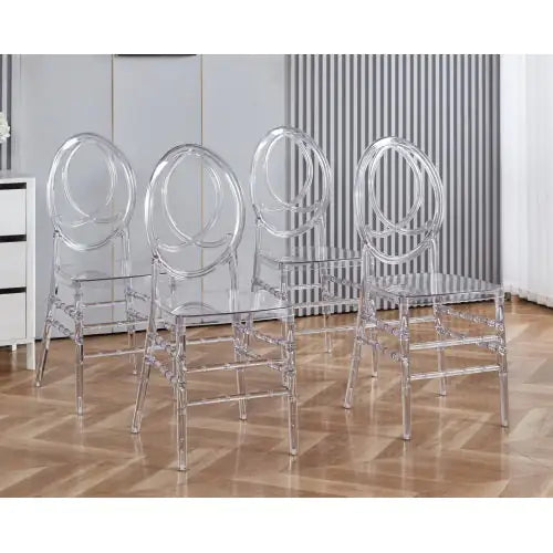 Set di 4 sedie da pranzo in plastica trasparente