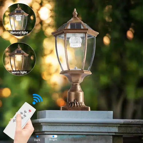 Antique Bronze Solar LED Pillar Light