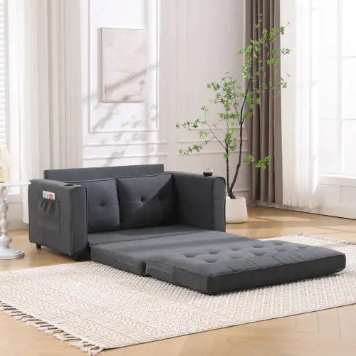 3-in-1 Upholstered Futon Sofa Convertible Sofa Bed