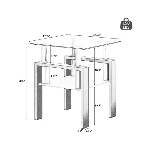 Modern Tempered Glass Tea Table - Set Of 2