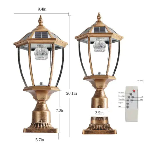Antique Bronze Solar LED Pillar Light