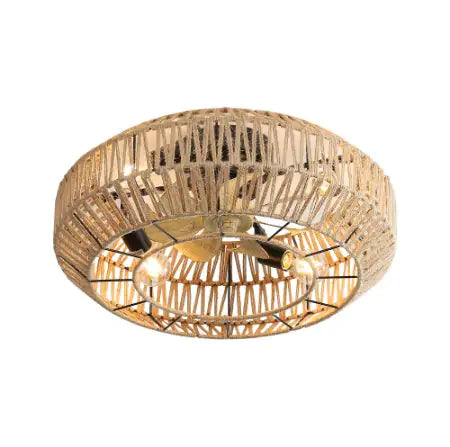 22" Boho Rattan Caged Ceiling Fan