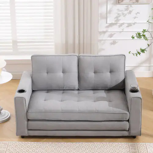 3-in-1 Upholstered Futon Sofa Convertible Sofa Bed