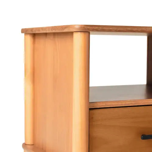 Mesita de noche de transición con husillo de madera maciza