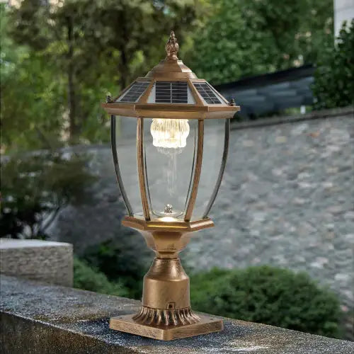 Antique Bronze Solar LED Pillar Light