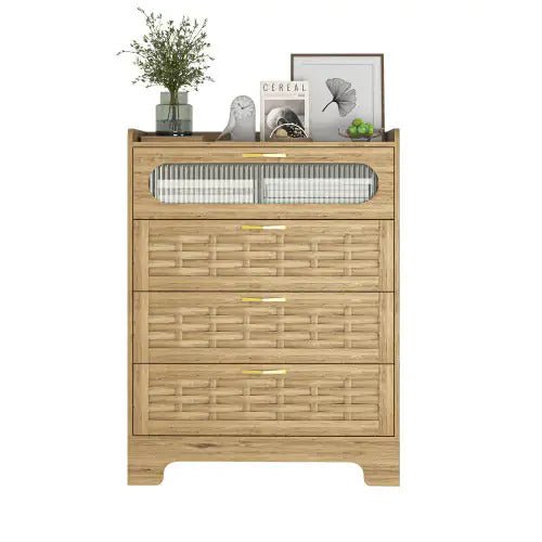Wood 4-Drawer Dresser
