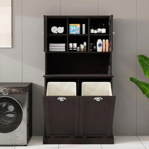 Black Tilt-Out Laundry Basket Cabinet