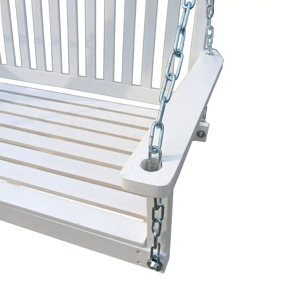 White Wooden Porch Swing