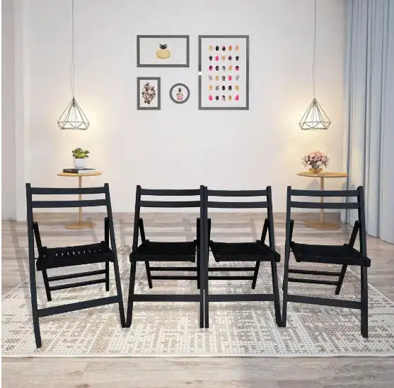 Honey-Toned Wood Folding Chair Set