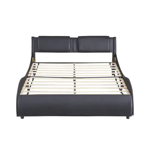 Queen LED Upholstered Platform Bed - Black