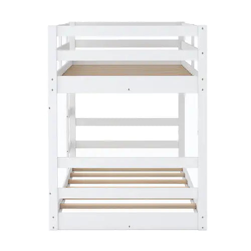 Twin Over Twin Bunk Bed With Ladder, White