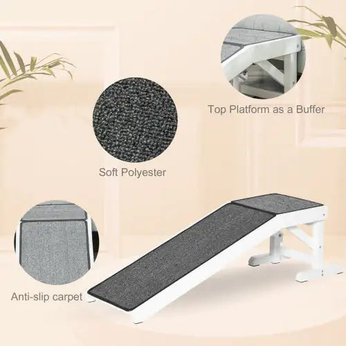 Ramp For Dog Bed, Pet Ramp For Dog With Non-slip Carpet And Top Platform