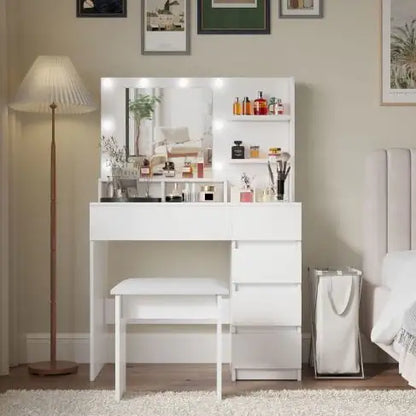 Vanity Makeup Desk Set with Mirror & Light