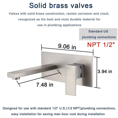 Bathroom Sink or Bathtub Wall Mounted Faucet