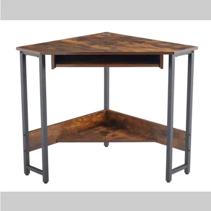 Compact Corner Desk with Keyboard Tray and Shelves