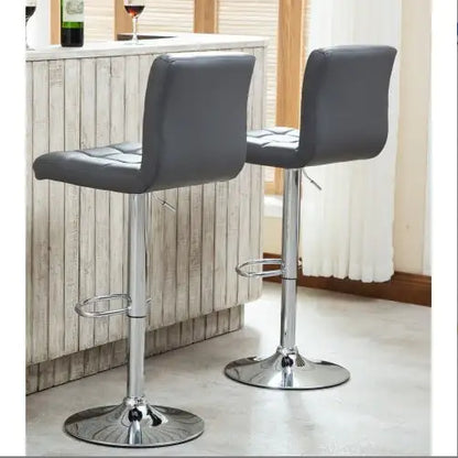 Swivel Faux Leather Adjustable Hydraulic Bar Stool - Set Of 2