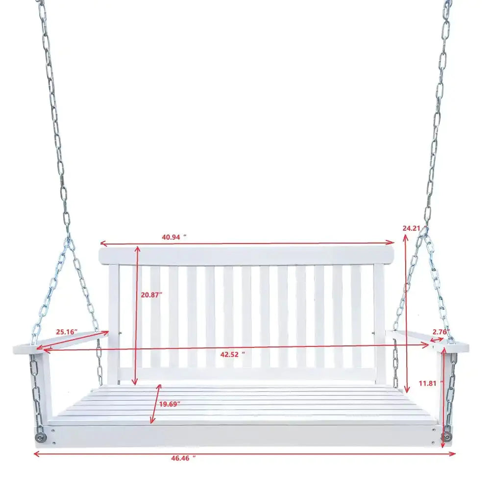 White Wooden Porch Swing