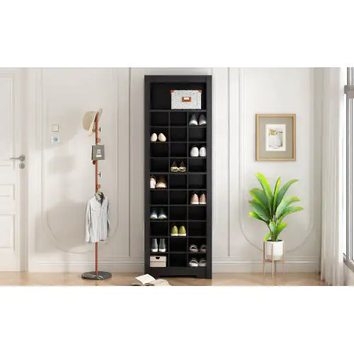 Stylish Design 30 Shoe Cabinet Console, Modern Shoe Cabinet, Multiple Storage Capacity, Self-standing High Cabinet, Suitable For Hallway, Bedroom, Black