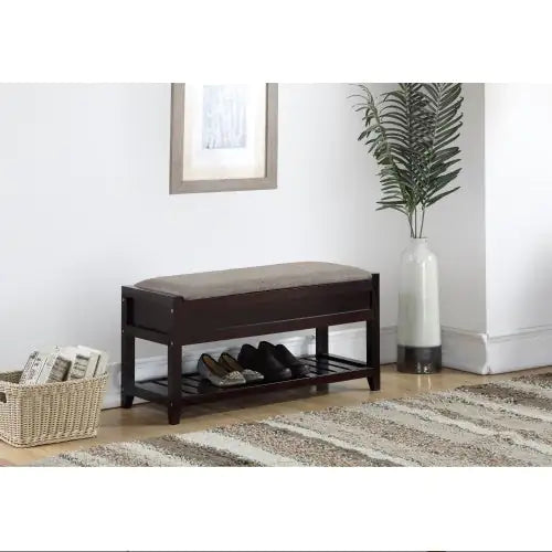 Espresso Entryway Bench with Shoe Storage