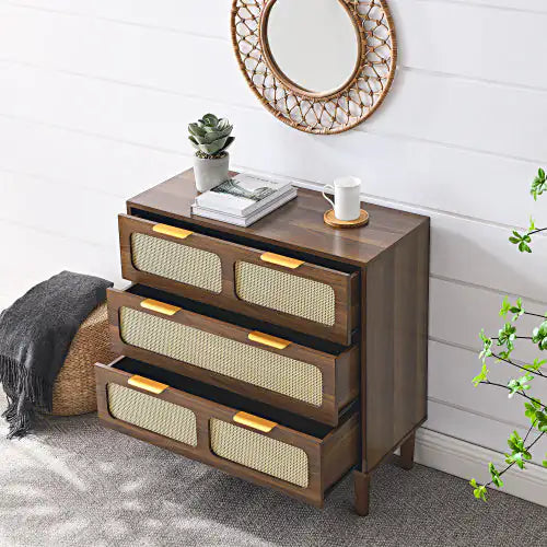 Chic Walnut 3-Drawer Dresser