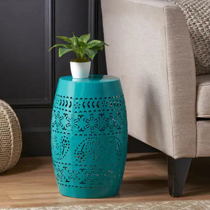 RUBY12 Teal Iron Side Table