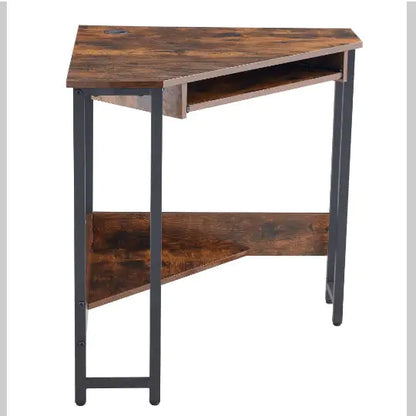 Compact Corner Desk with Keyboard Tray and Shelves