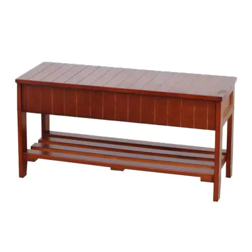 Cherry Finish Wooden Shoe Bench